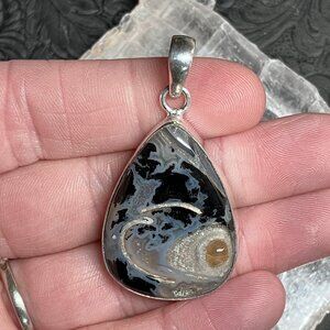 Turban Snail Fossil Stone Pendant Crystal Jewelry